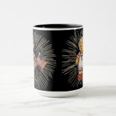 ヴィンテージのくま看護師と現代的な白い花火 マグカップ (中央)