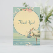 ヴィンテージのこうのとりの警官のベビーシャワーは感謝していしています サンキューカード (スタンド正面)