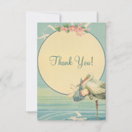 ヴィンテージのこうのとりの警官のベビーシャワーは感謝していしています サンキューカード