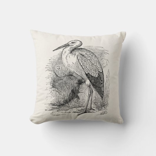 ヴィンテージのこうのとりの鳥のパーソナライズなこうのとりのレトロの鳥 クッション (正面)