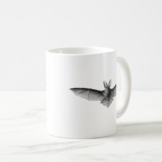 ヴィンテージのこうもりのイラストレーション コーヒーマグカップ (正面右)