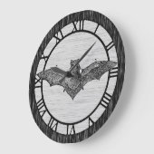 ヴィンテージのこうもりのイラストレーション ラージ壁時計 (傾斜)