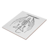 ヴィンテージのこうもりの骨組-こうもりおよびハロウィンのテンプレート タイル (側面)