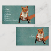 ヴィンテージのこはく色のキツネの名刺 名刺 (正面/裏面)