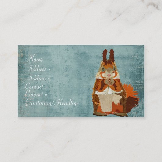 ヴィンテージのこはく色のリスの名刺 名刺 (正面)