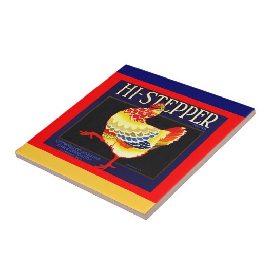 ヴィンテージのこんにちは段階的な柑橘類の鶏の木枠のラベルのタイル タイル (側面)