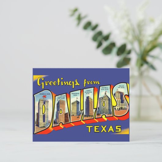 ヴィンテージのご挨拶ダラス,テキサス州旅行 ポストカード (スタンド正面)