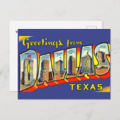 ヴィンテージのご挨拶ダラス,テキサス州旅行 ポストカード (正面/裏面)