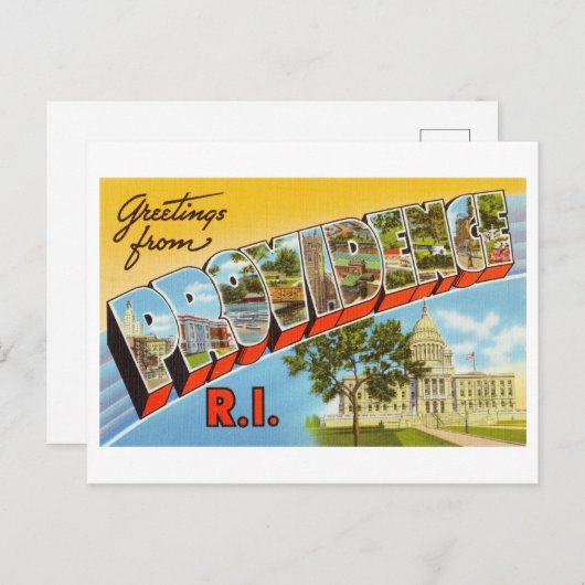 ヴィンテージのご挨拶ロードアイランド、プロビデンス ポストカード (正面/裏面)
