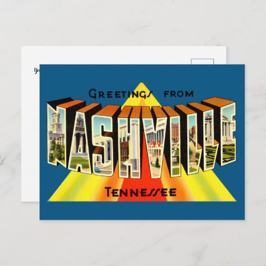 ヴィンテージのご挨拶Nashville旅行はがき ポストカード (正面/裏面)