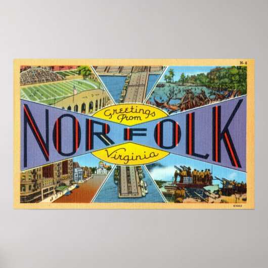 ヴィンテージのご挨拶Norfolk Virginia Travel ポスター (正面)