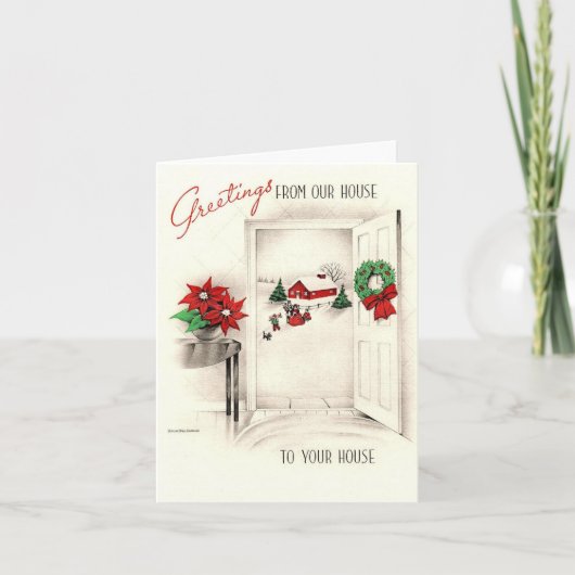 ヴィンテージのご挨拶Our Houseクリスマスカード カード (正面)