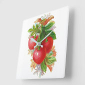 ヴィンテージのさくらんぼ スクエア壁時計 (傾斜)