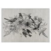 ヴィンテージのすずめの鳥のパーソナライズなすずめの鳥 カッティングボード (正面)