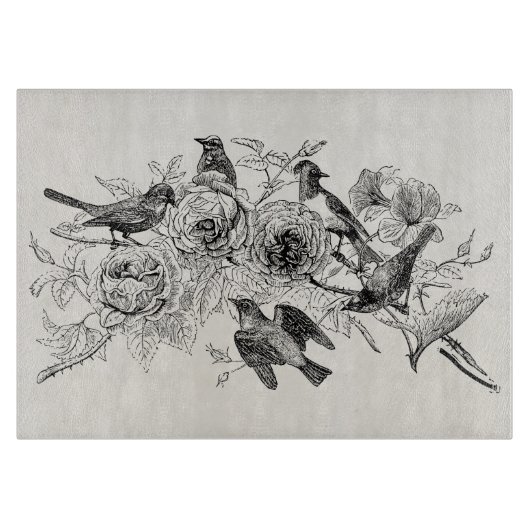 ヴィンテージのすずめの鳥のパーソナライズなすずめの鳥 カッティングボード (正面)