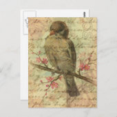 ヴィンテージのすずめ ポストカード (正面/裏面)