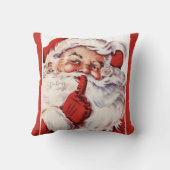 ヴィンテージのすてきで古いサンタのShhh赤い装飾用クッション クッション (裏面)