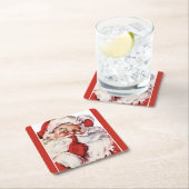 ヴィンテージのすてきで古いサンタのShhh赤 スクエアペーパーコースター (インサイチュ)