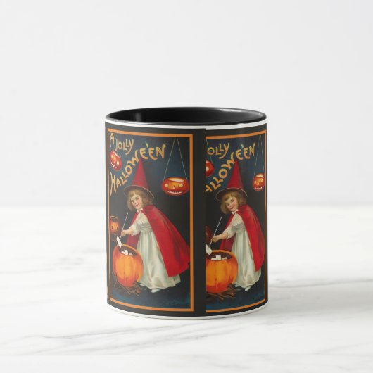 ヴィンテージのすてきなハロウィンの魔法使いのマグ マグカップ (中央)