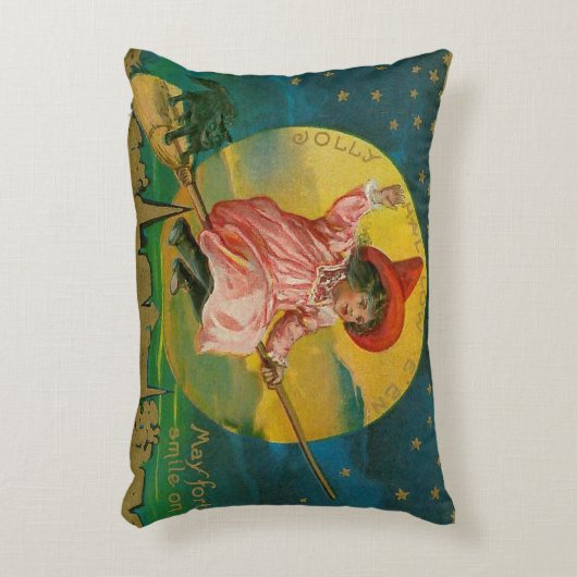 ヴィンテージのすてきなハロウィンの魔法使いの枕 アクセントクッション (正面(垂直))