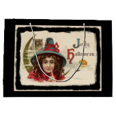 ヴィンテージのすてきなハロウィンの魔法使い ラージペーパーバッグ (裏面)