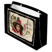 ヴィンテージのすてきなハロウィンの魔法使い ラージペーパーバッグ (裏面アングル)