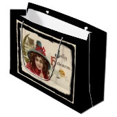 ヴィンテージのすてきなハロウィンの魔法使い ラージペーパーバッグ (正面アングル)