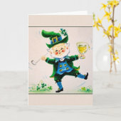 ヴィンテージのすてきな小妖精のセントパトリックの日カード カード (黄色い花)