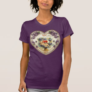ヴィンテージのすみれ色の天使のバレンタインデーのハートのワイシャツ Tシャツ