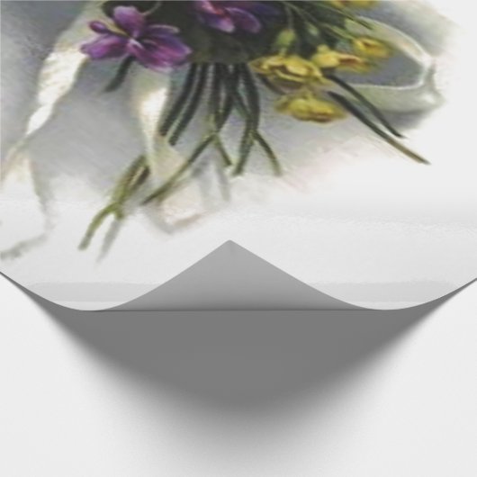 ヴィンテージのすみれ色の花束のブライダルシャワー ラッピングペーパー (角)