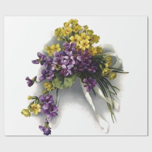 ヴィンテージのすみれ色の花束のブライダルシャワー ラッピングペーパー (フラット)