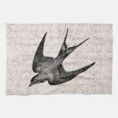 ヴィンテージのつばめのイラストレーション- 1800'sアンティークの鳥 キッチンタオル (横)