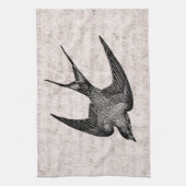 ヴィンテージのつばめのイラストレーション- 1800'sアンティークの鳥 キッチンタオル (縦)