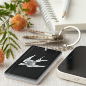 ヴィンテージのつばめのイラストレーション- 1800'sアンティークの鳥 キーホルダー (正面右)