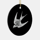 ヴィンテージのつばめのイラストレーション- 1800'sアンティークの鳥 セラミックオーナメント (右)
