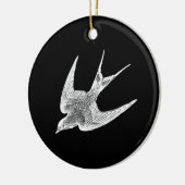 ヴィンテージのつばめのイラストレーション- 1800'sアンティークの鳥 セラミックオーナメント (左)