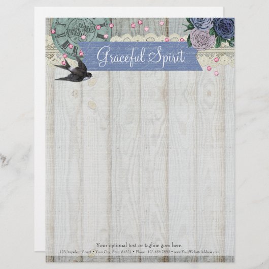 ヴィンテージのつばめの鳥のコバルトブルーのぼろぼろのシックな技術 レターヘッド (正面/裏面)