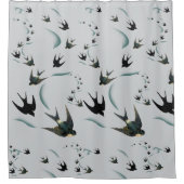 ヴィンテージのつばめの鳥の芸術のシャワー・カーテン シャワーカーテン (正面)