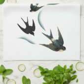 ヴィンテージのつばめの鳥の芸術 キッチンタオル (折り畳み)
