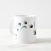 ヴィンテージのつばめの鳥の芸術 コーヒーマグカップ (正面左)