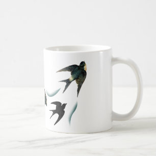 ヴィンテージのつばめの鳥の芸術 コーヒーマグカップ