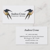 ヴィンテージのつばめの鳥 名刺 (正面/裏面)