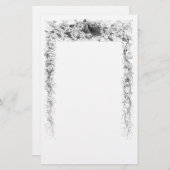 ヴィンテージのつる植物白黒イラストレーション 便箋 (正面/裏面)