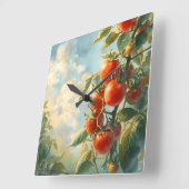 ヴィンテージのつる植物 スクエア壁時計 (傾斜)