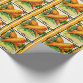 ヴィンテージのにんじんの種の包みのデザイン ラッピングペーパー (角)