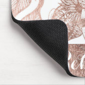 ヴィンテージののどのばら色の金ゴールドの素朴な花のスケッチ マウスパッド (コーナー)