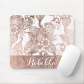 ヴィンテージののどのばら色の金ゴールドの素朴な花のスケッチ マウスパッド (マウス)