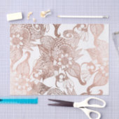 ヴィンテージののどのばら色の金ゴールドの素朴な花のスケッチ 薄葉紙 (クラフト)