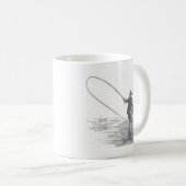 ヴィンテージのはえの魚釣りの芸術のコーヒー・マグ コーヒーマグカップ (正面右)