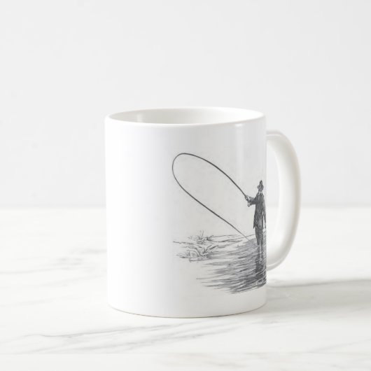ヴィンテージのはえの魚釣りの芸術のコーヒー・マグ コーヒーマグカップ (正面右)